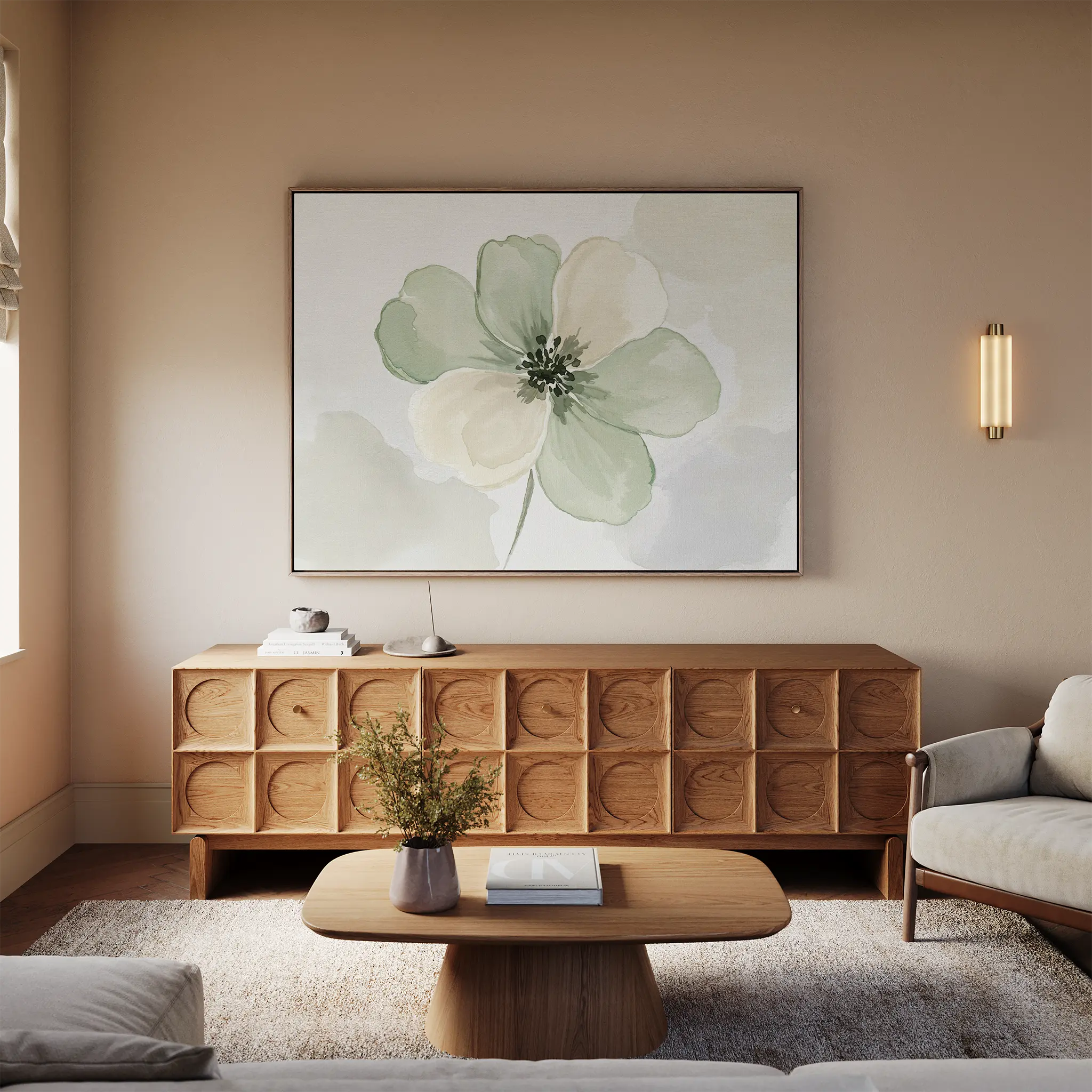 Whispers of Spring – green botanical canvas wall art print by Aspire Prints