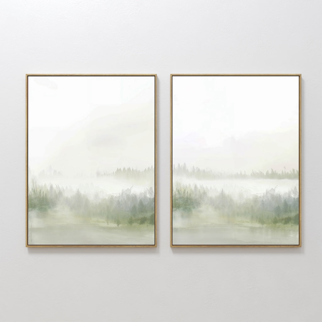 Whispers Through the Pines – Set of 2 Canvas Prints set of 2 – green botanical canvas wall art by Aspire Prints