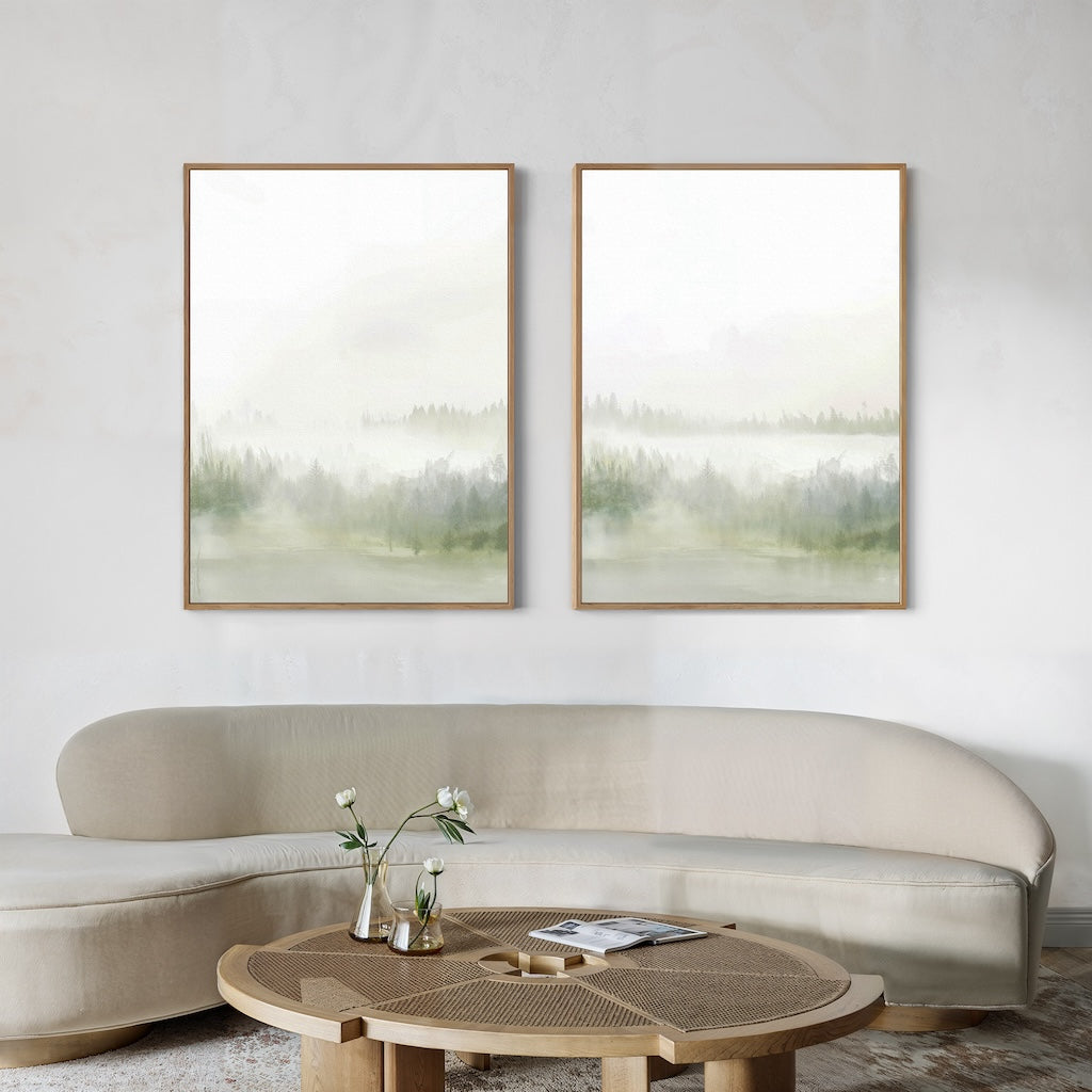 Whispers Through the Pines – Set of 2 Canvas Prints set of 2 – green botanical canvas wall art by Aspire Prints