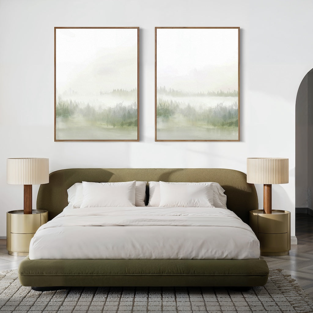 Whispers Through the Pines – Set of 2 Canvas Prints set of 2 – green botanical canvas wall art by Aspire Prints
