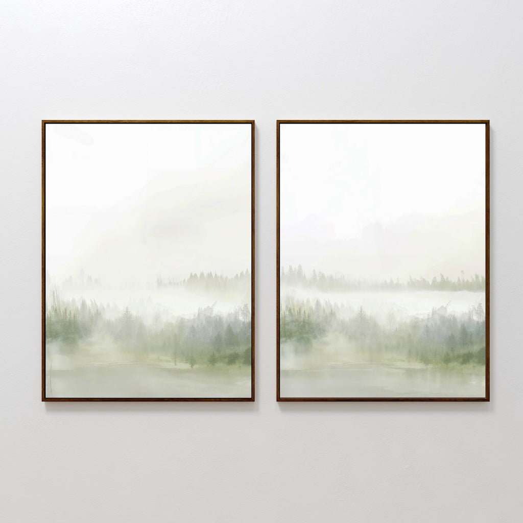Whispers Through the Pines – Set of 2 Canvas Prints set of 2 – green botanical canvas wall art by Aspire Prints
