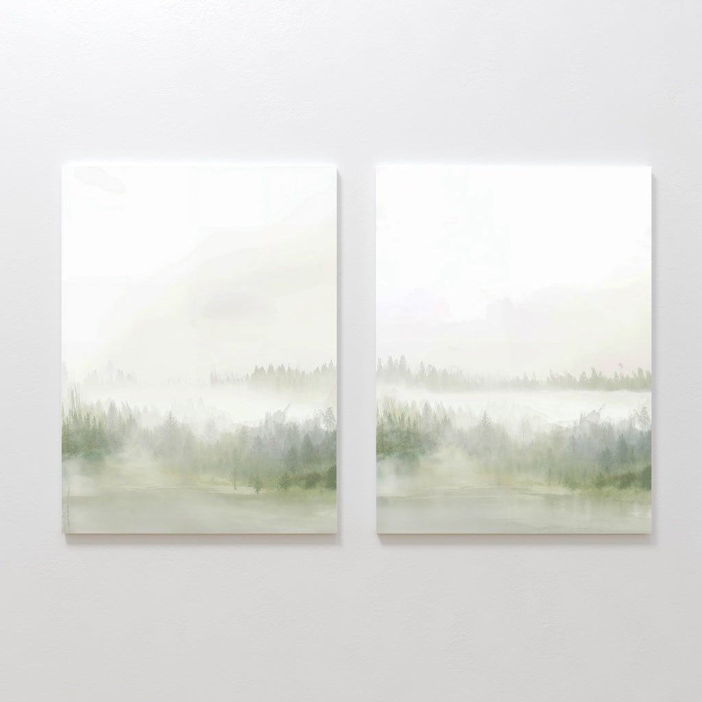 Whispers Through the Pines – Set of 2 Canvas Prints set of 2 – green botanical canvas wall art by Aspire Prints