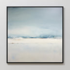 Whisper of the Veiled Shore – blue coastal canvas wall art print by Aspire Prints