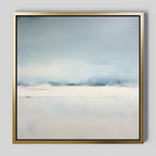 Whisper of the Veiled Shore – blue coastal canvas wall art print by Aspire Prints