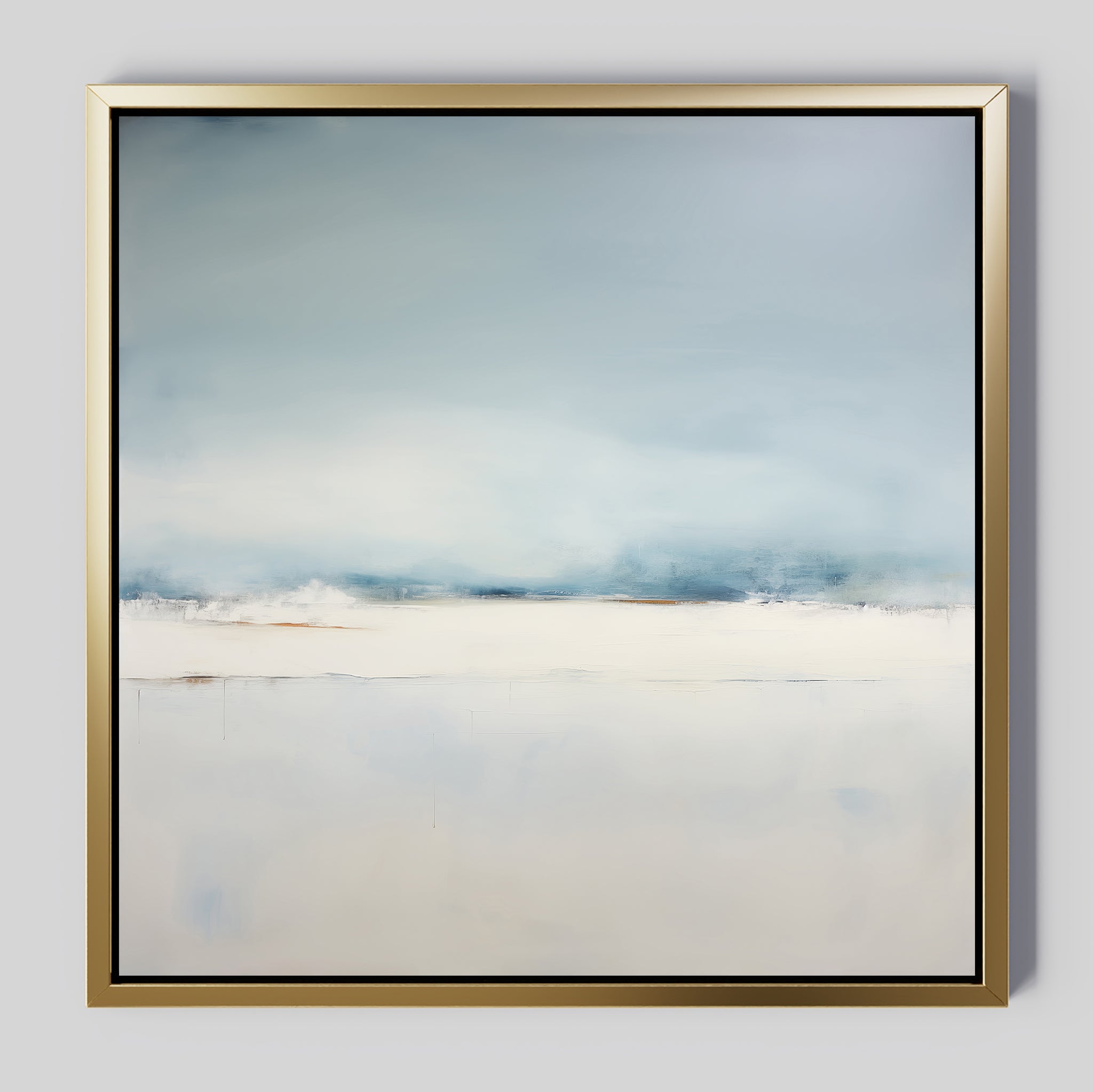 Whisper of the Veiled Shore – blue coastal canvas wall art print by Aspire Prints