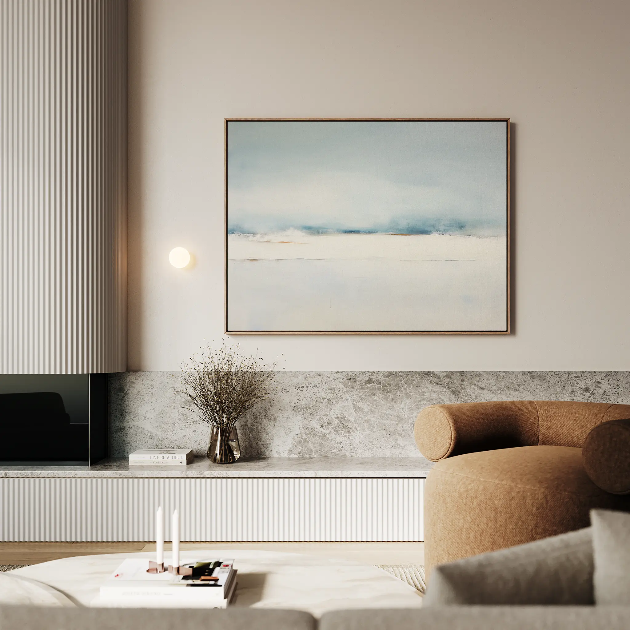 Whisper of the Quiet Coast – blue coastal canvas wall art print by Aspire Prints