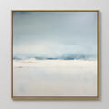 Whisper of the Veiled Shore – blue coastal canvas wall art print by Aspire Prints
