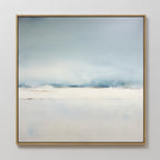 Whisper of the Veiled Shore – blue coastal canvas wall art print by Aspire Prints