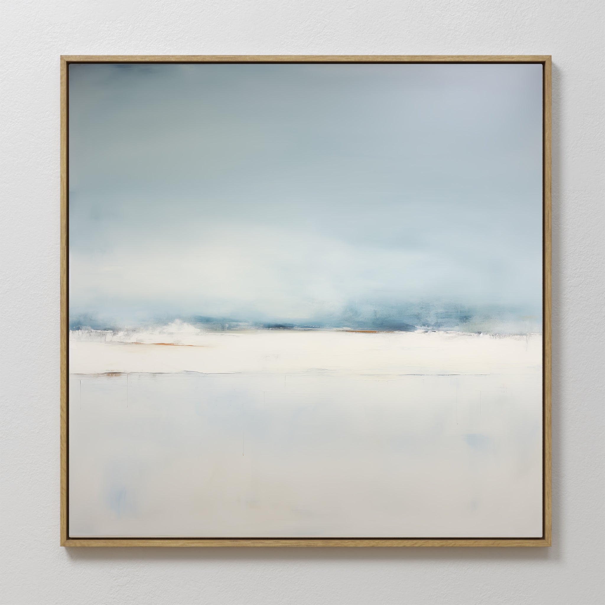 Whisper of the Veiled Shore – blue coastal canvas wall art print by Aspire Prints
