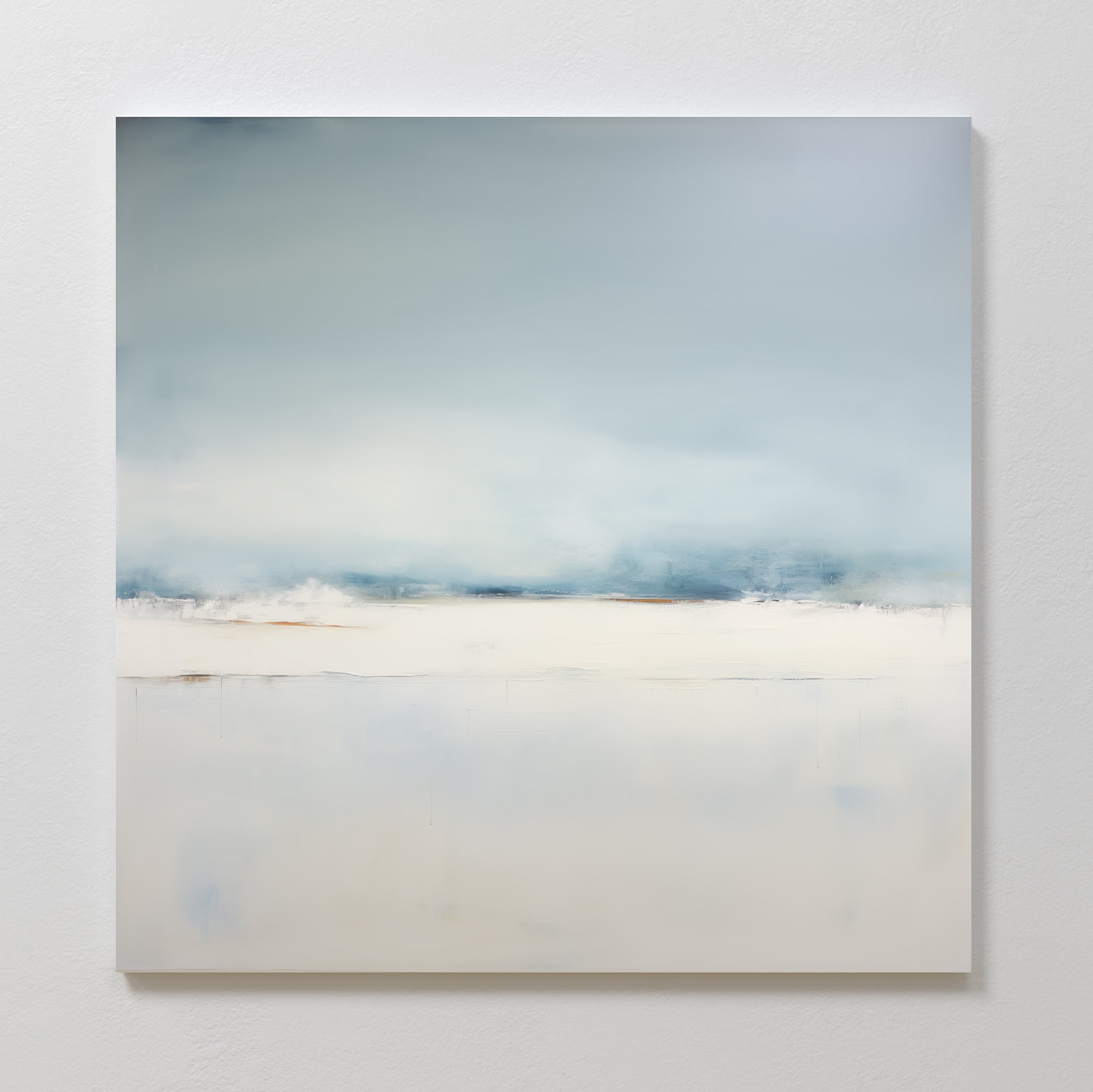 Whisper of the Veiled Shore – blue coastal canvas wall art print by Aspire Prints