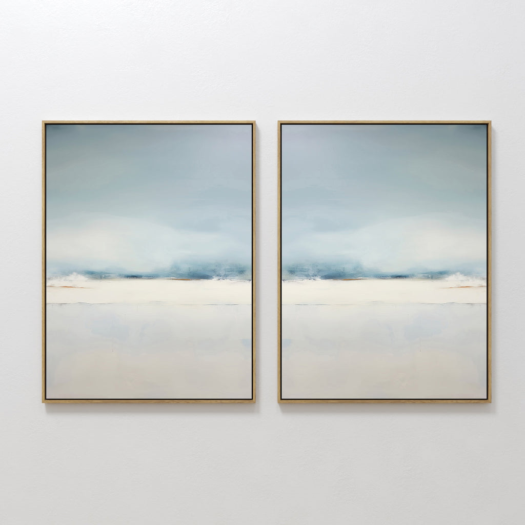 Whispers of the Quiet Shore – Set of 2 Canvas Prints set of 2 – neutral-toned coastal canvas wall art by Aspire Prints