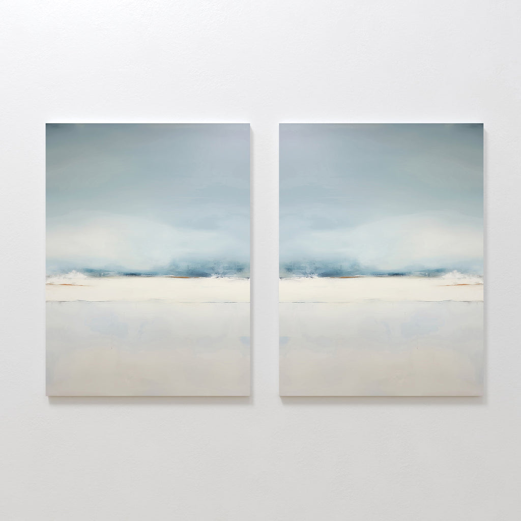 Whispers of the Quiet Shore – Set of 2 Canvas Prints set of 2 – neutral-toned coastal canvas wall art by Aspire Prints