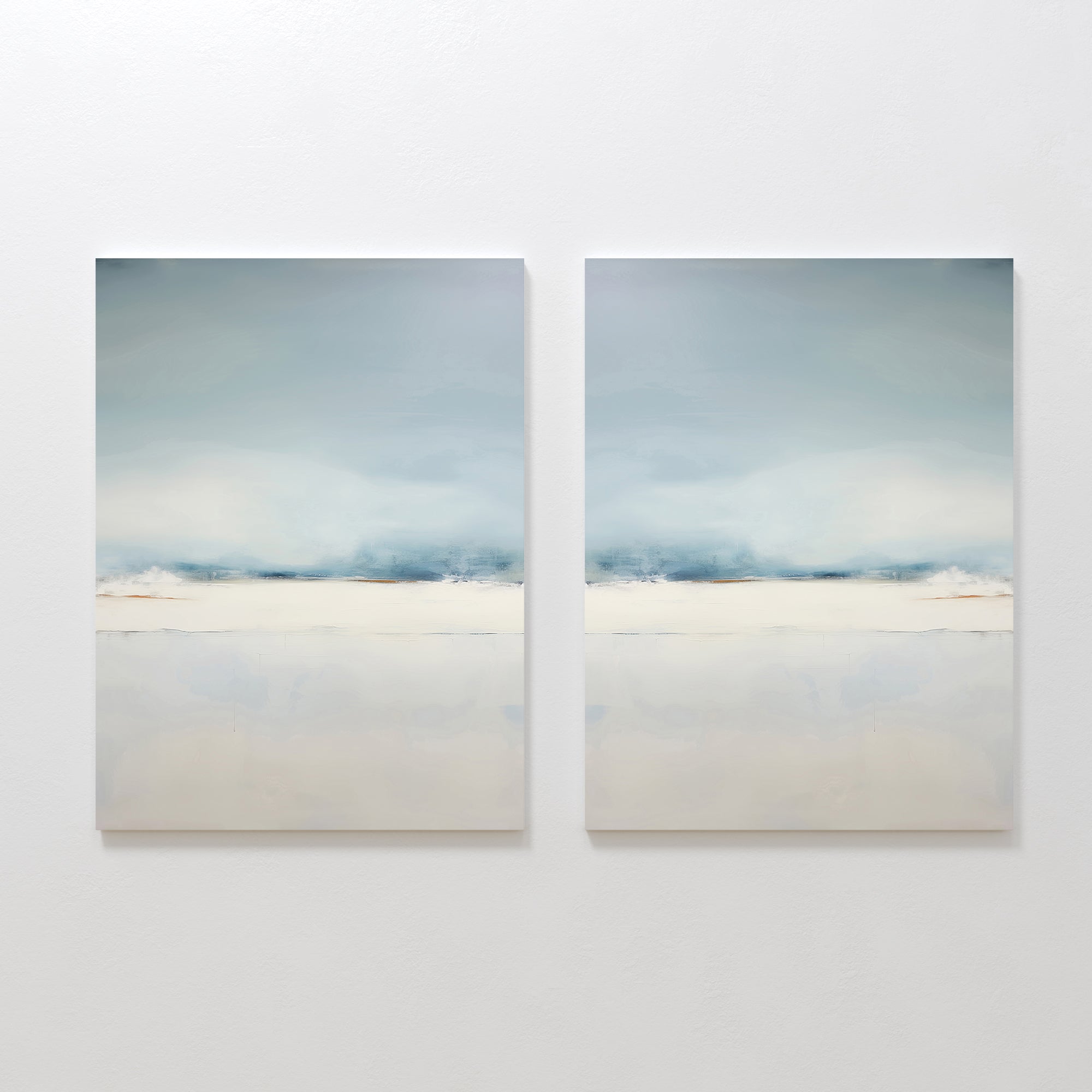 Whispers of the Quiet Shore – Set of 2 Canvas Prints set of 2 – neutral-toned coastal canvas wall art by Aspire Prints