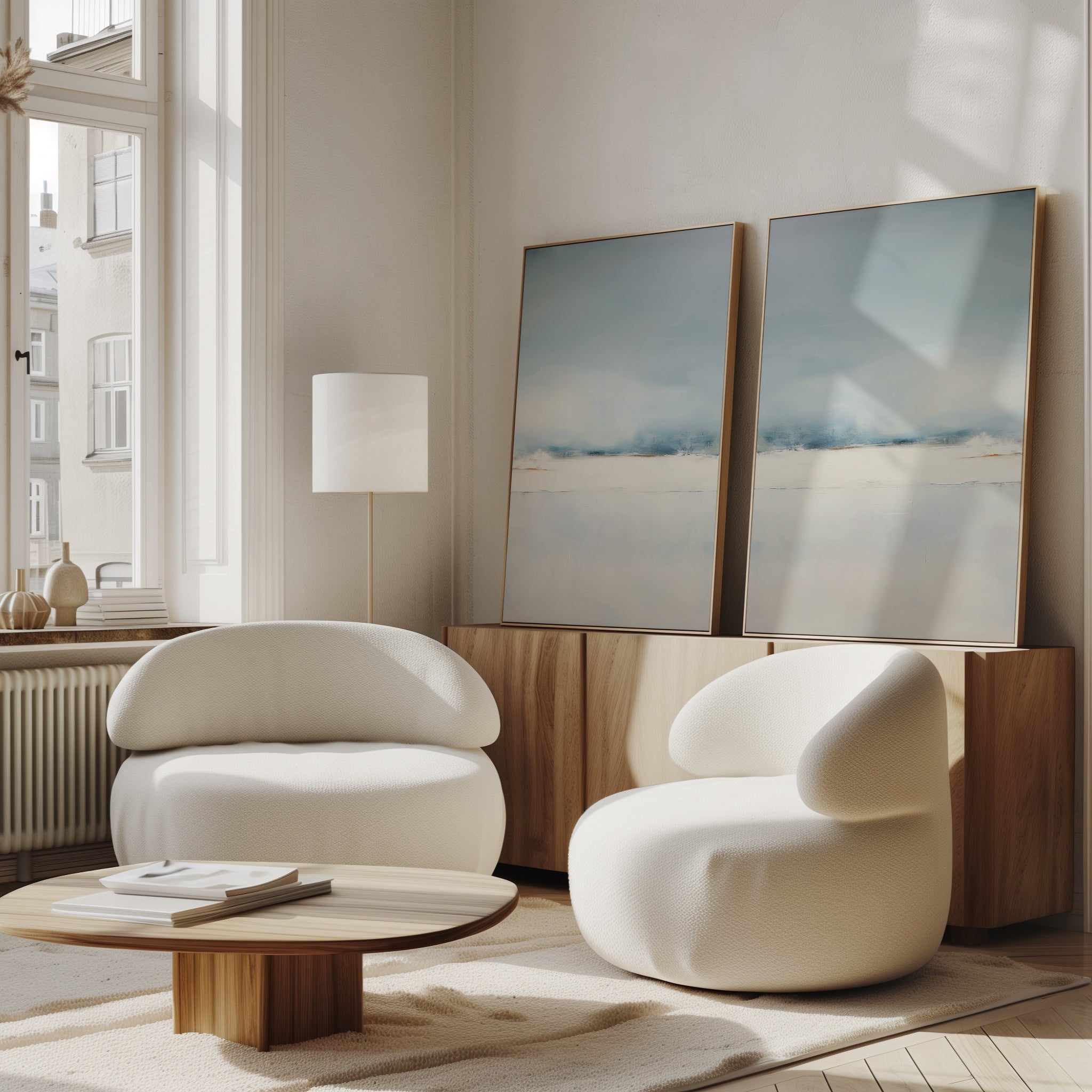 Whispers of the Quiet Shore – Set of 2 Canvas Prints set of 2 – neutral-toned coastal canvas wall art by Aspire Prints