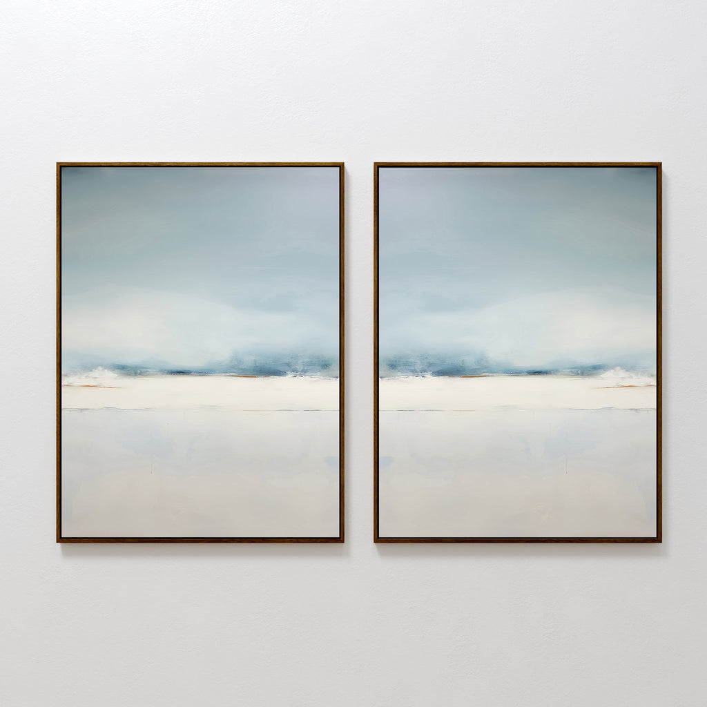 Whispers of the Quiet Shore – Set of 2 Canvas Prints set of 2 – neutral-toned coastal canvas wall art by Aspire Prints