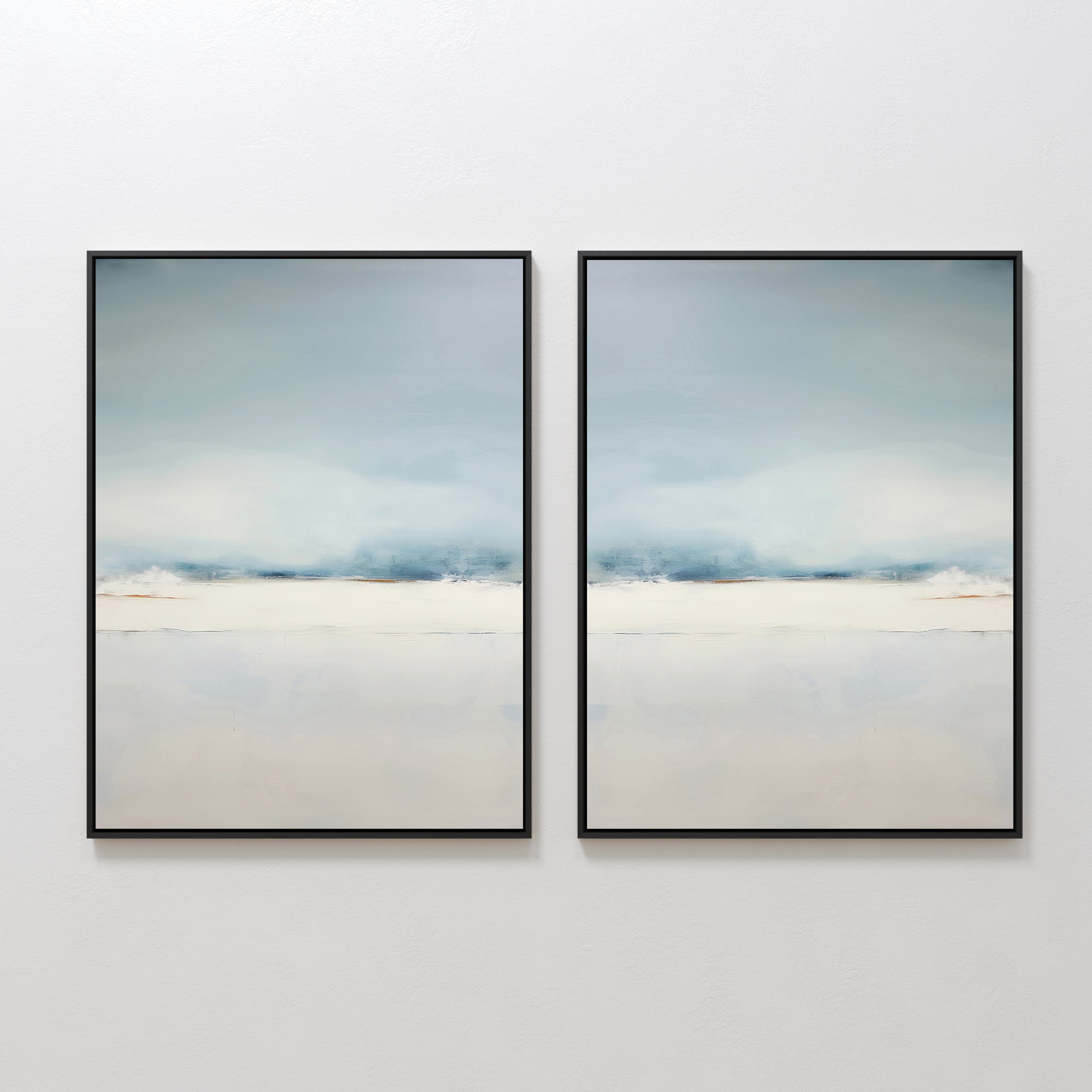 Whispers of the Quiet Shore – Set of 2 Canvas Prints set of 2 – neutral-toned coastal canvas wall art by Aspire Prints