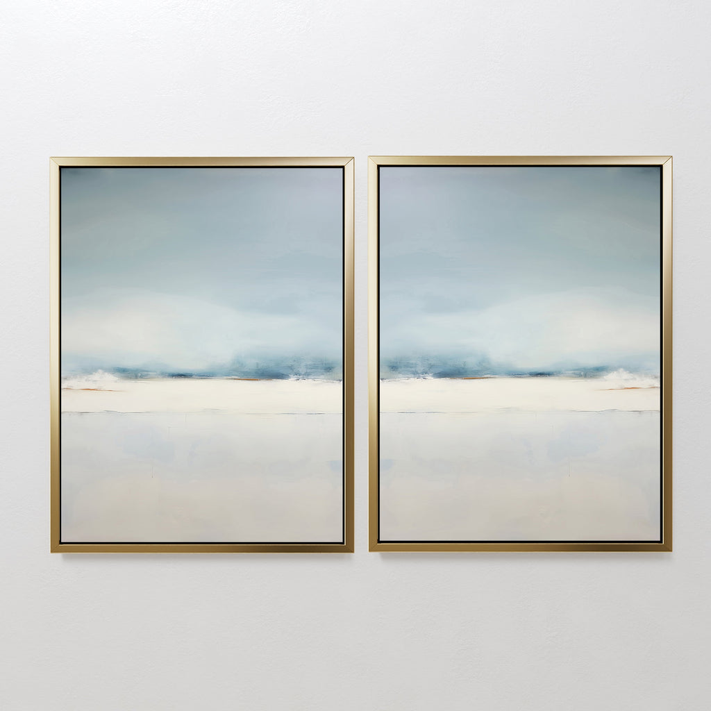 Whispers of the Quiet Shore – Set of 2 Canvas Prints set of 2 – neutral-toned coastal canvas wall art by Aspire Prints