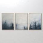 Whispers in the Pines Triptych – Set of 3 Canvas Prints set of 3 – blue botanical canvas wall art by Aspire Prints