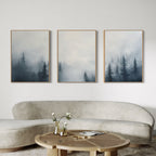 Whispers in the Pines Triptych – Set of 3 Canvas Prints set of 3 – blue botanical canvas wall art by Aspire Prints