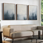 Whispers in the Pines Triptych – Set of 3 Canvas Prints set of 3 – blue botanical canvas wall art by Aspire Prints