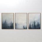 Whispers in the Pines Triptych – Set of 3 Canvas Prints set of 3 – blue botanical canvas wall art by Aspire Prints