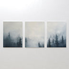 Whispers in the Pines Triptych – Set of 3 Canvas Prints set of 3 – blue botanical canvas wall art by Aspire Prints