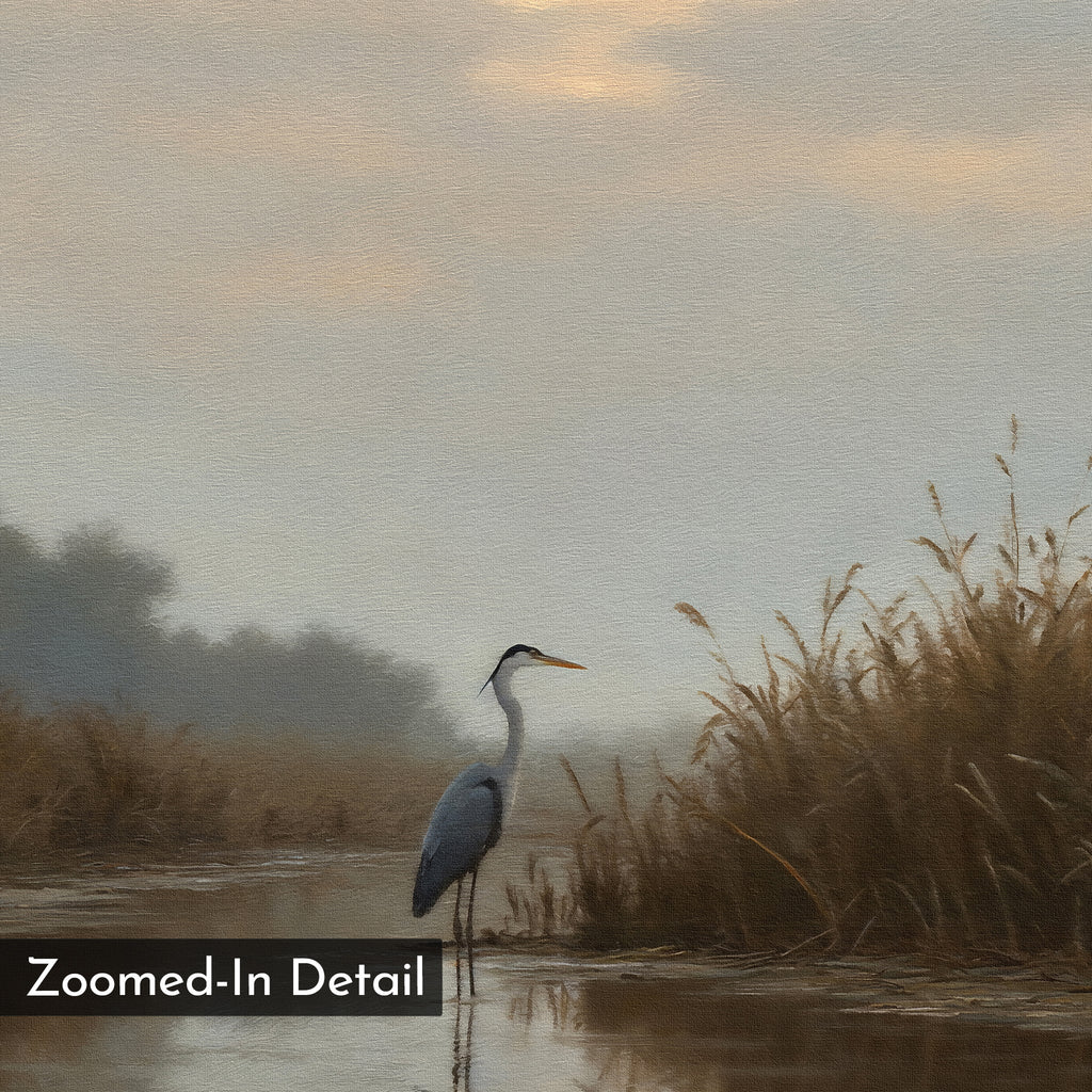 Whisper of the Heron – neutral-toned vintage canvas wall art print by Aspire Prints