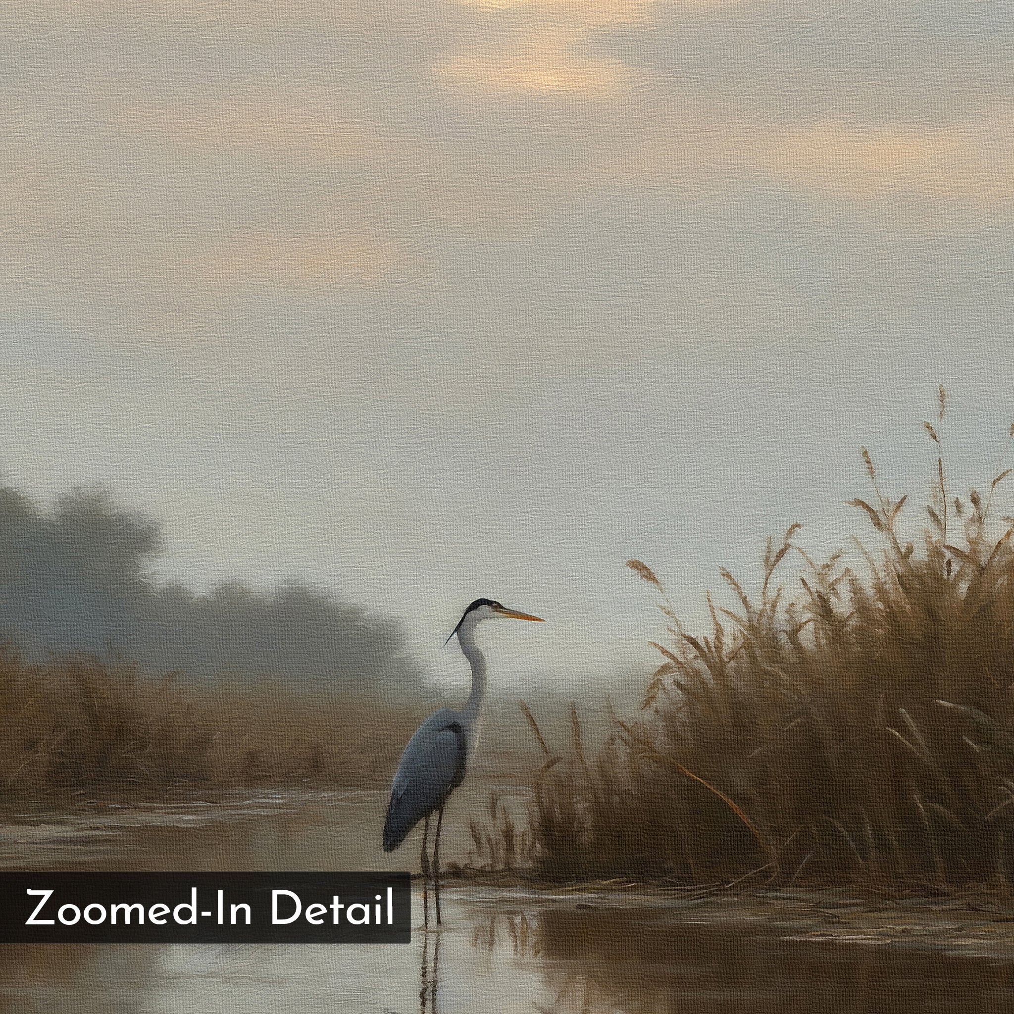 Whisper of the Heron – neutral-toned vintage canvas wall art print by Aspire Prints