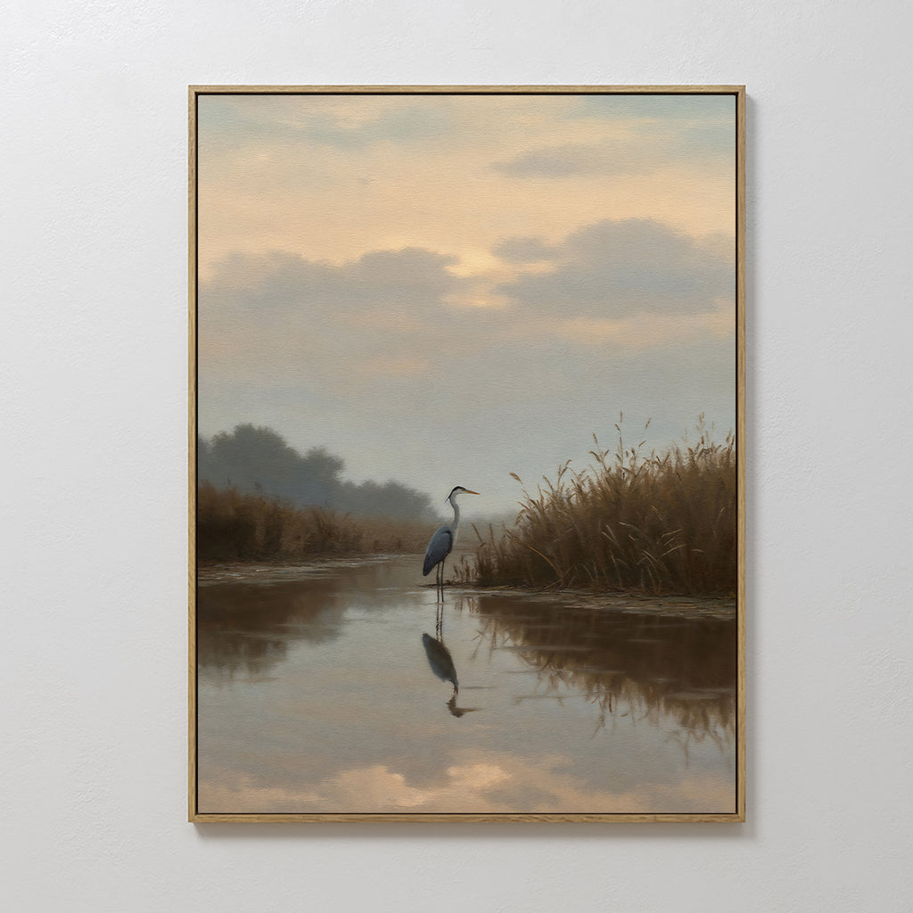 Whisper of the Heron – neutral-toned vintage canvas wall art print by Aspire Prints