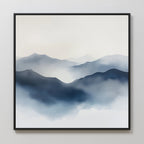 Veil of the Blue Hills – blue landscape canvas wall art print by Aspire Prints