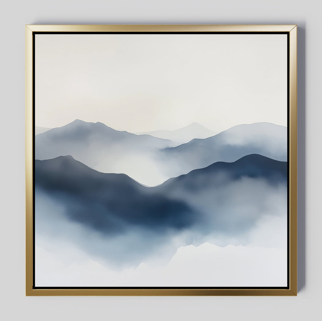 Veil of the Blue Hills – blue landscape canvas wall art print by Aspire Prints