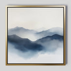 Veil of the Blue Hills – blue landscape canvas wall art print by Aspire Prints