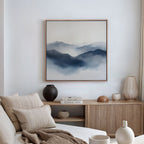 Veil of the Blue Hills – blue landscape canvas wall art print by Aspire Prints
