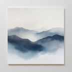 Veil of the Blue Hills – blue landscape canvas wall art print by Aspire Prints