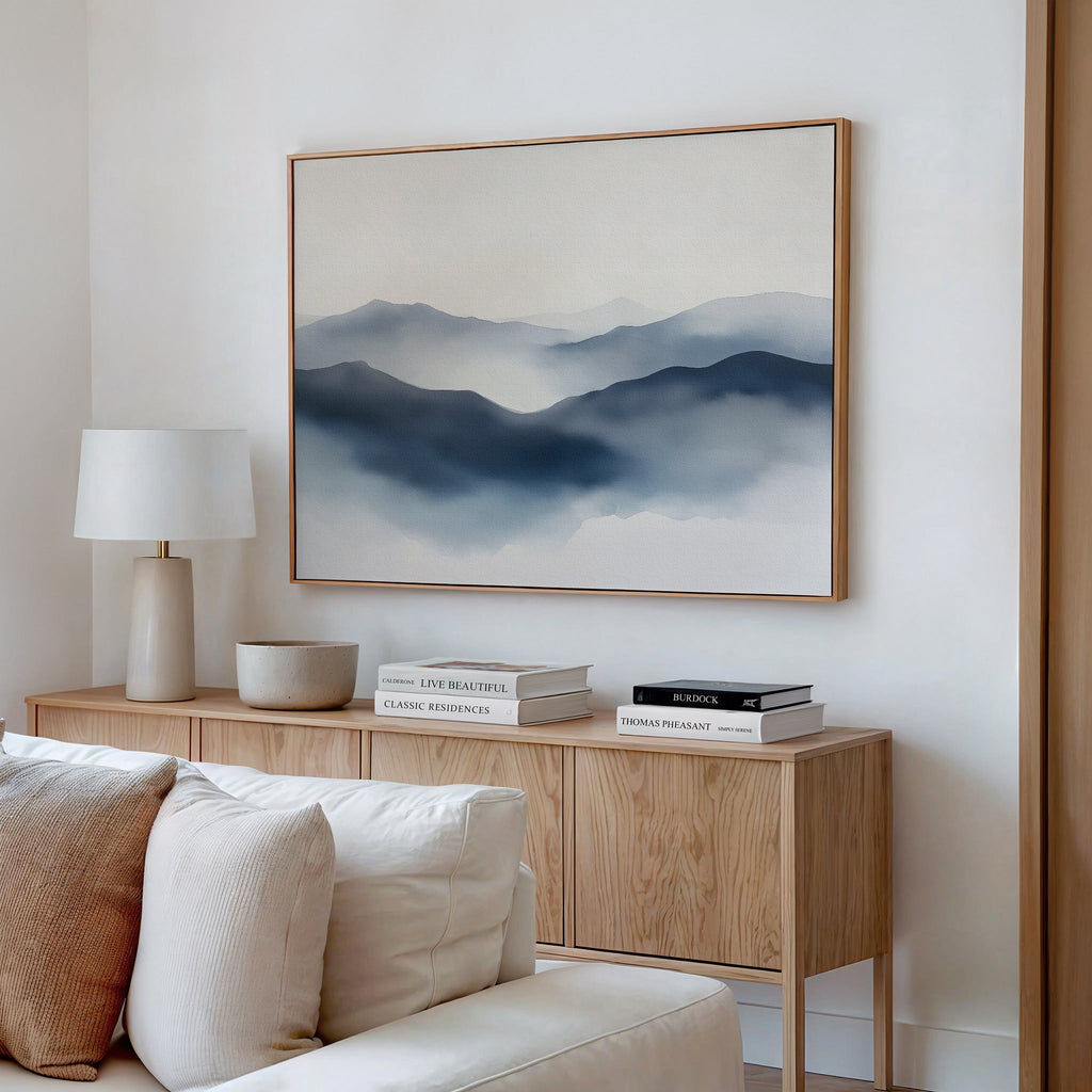 Whispers of the Blue Highlands – blue landscape canvas wall art print by Aspire Prints