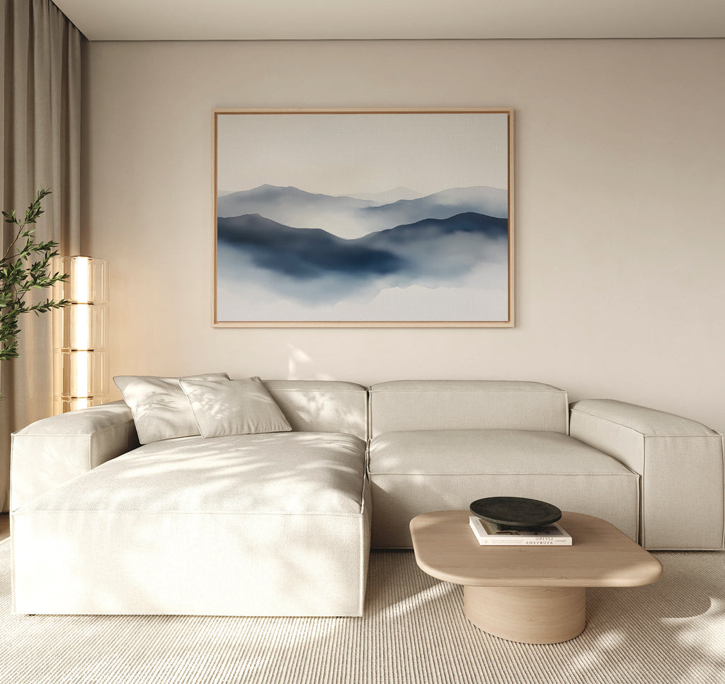 Whispers of the Blue Highlands – blue landscape canvas wall art print by Aspire Prints
