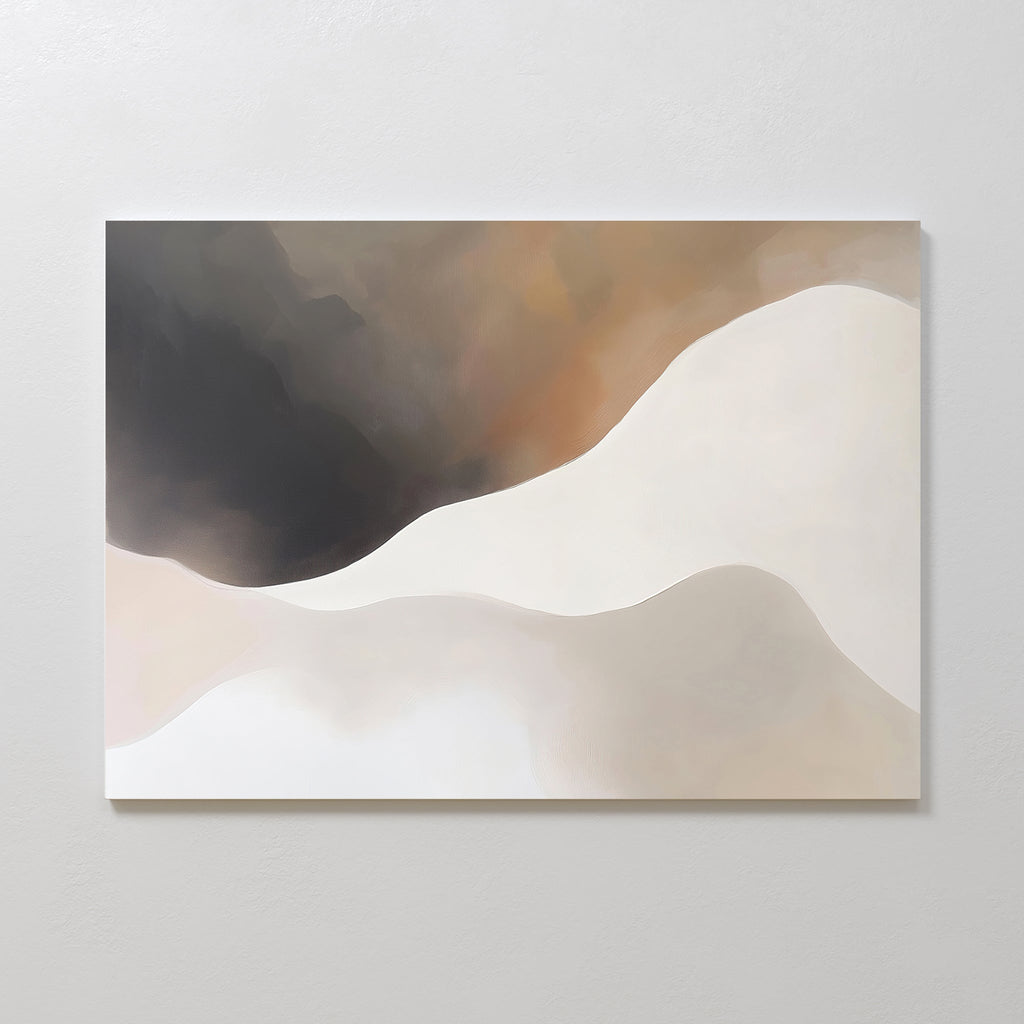 Whispers in the Fog – beige and white abstract canvas wall art print by Aspire Prints
