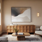 Whispers in the Fog – beige and white abstract canvas wall art print by Aspire Prints