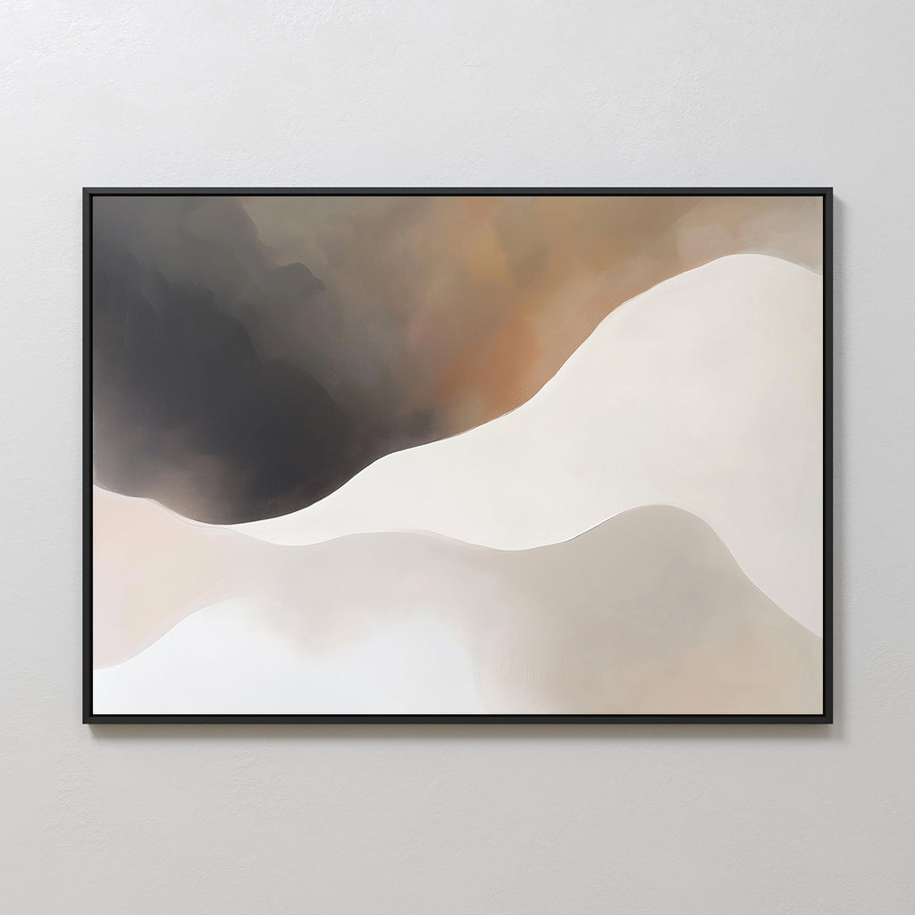 Whispers in the Fog – beige and white abstract canvas wall art print by Aspire Prints