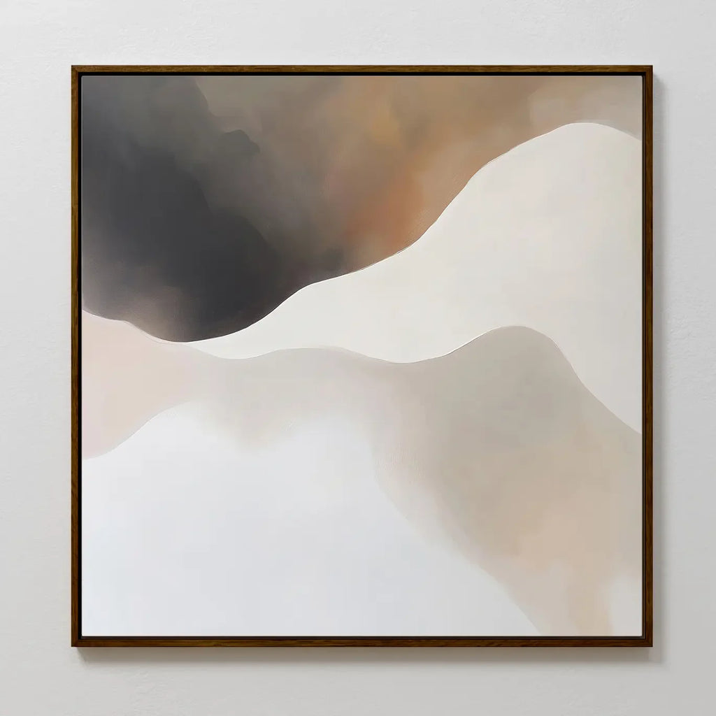 Whispers in the Mist – beige and white abstract canvas wall art print by Aspire Prints