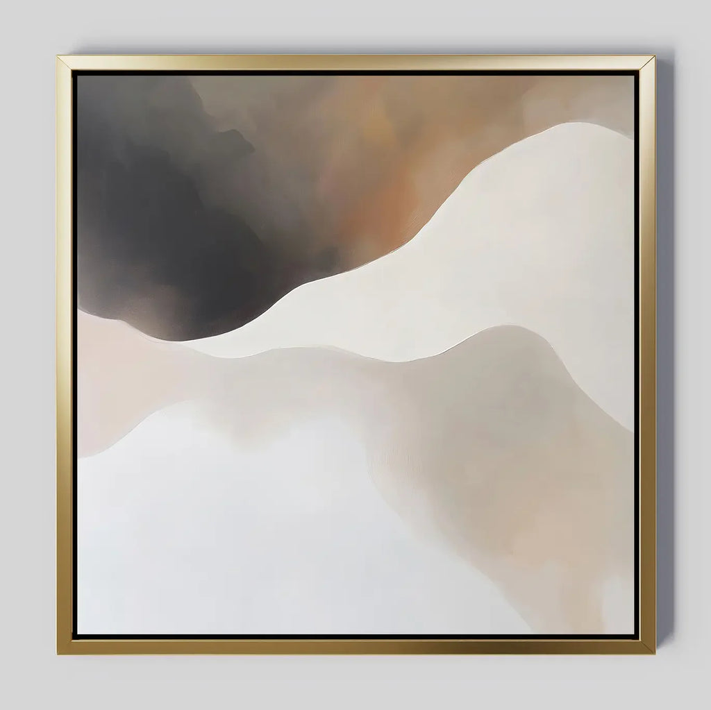 Whispers in the Mist – beige and white abstract canvas wall art print by Aspire Prints