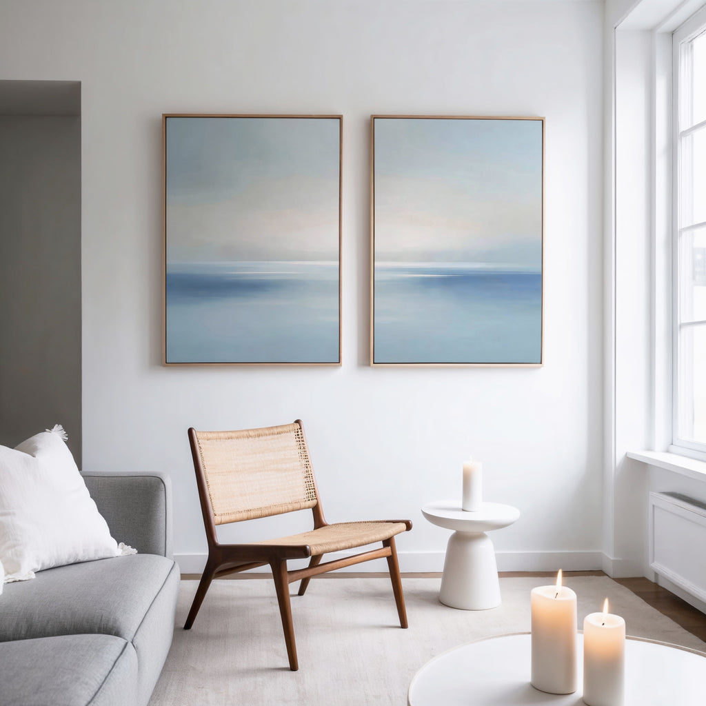 Whispers of the Tide – Set of 2 Canvas Prints set of 2 – neutral-toned coastal canvas wall art by Aspire Prints