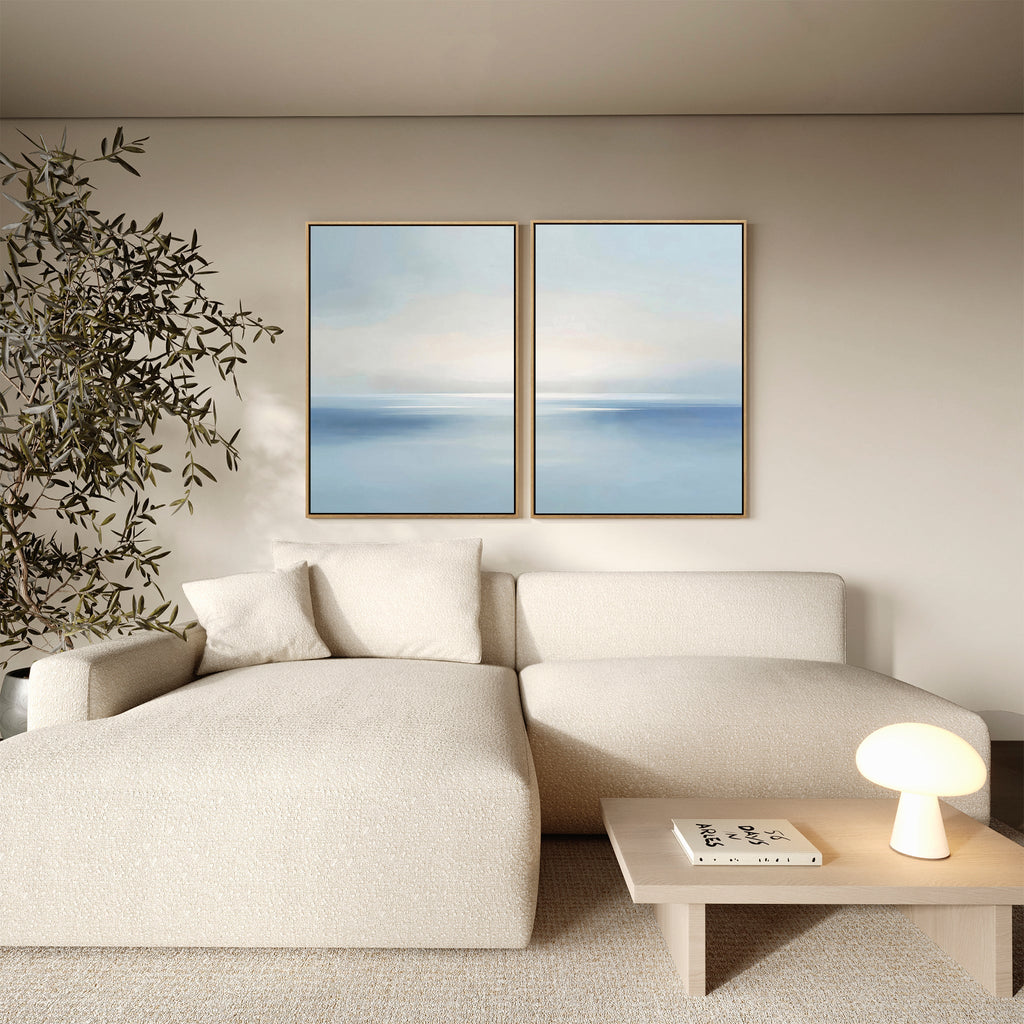 Whispers of the Tide – Set of 2 Canvas Prints set of 2 – neutral-toned coastal canvas wall art by Aspire Prints