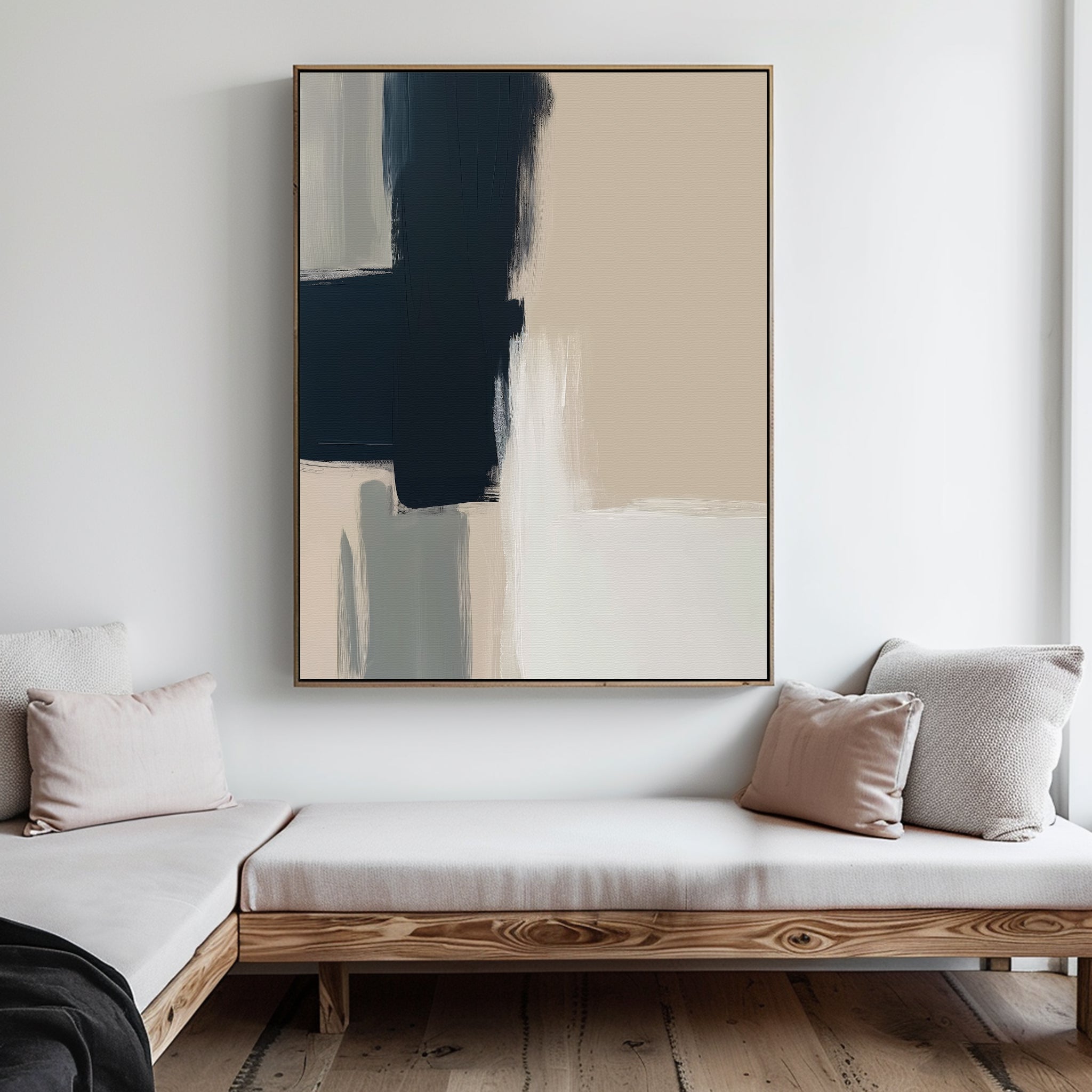 Monochrome Whisper – blue abstract canvas wall art print by Aspire Prints