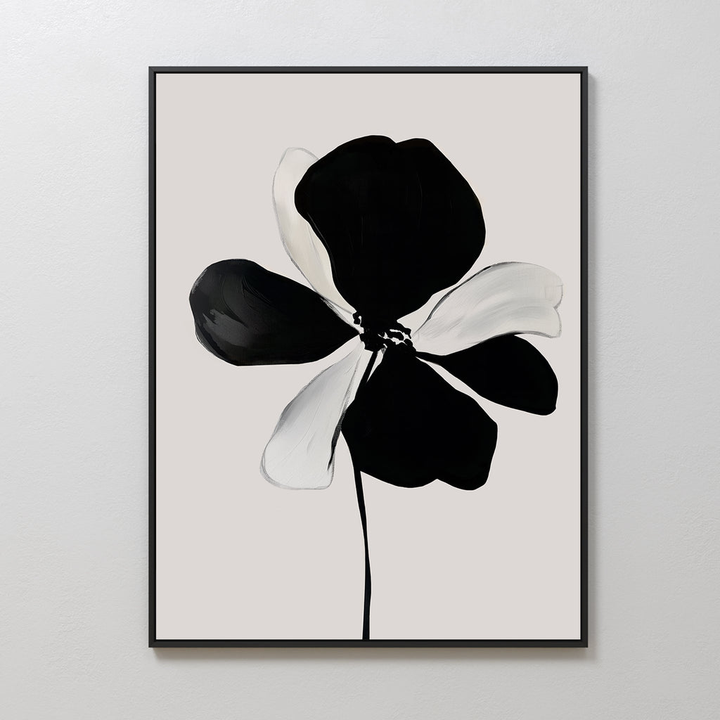 Ink Bloom Whisper – black botanical canvas wall art print by Aspire Prints