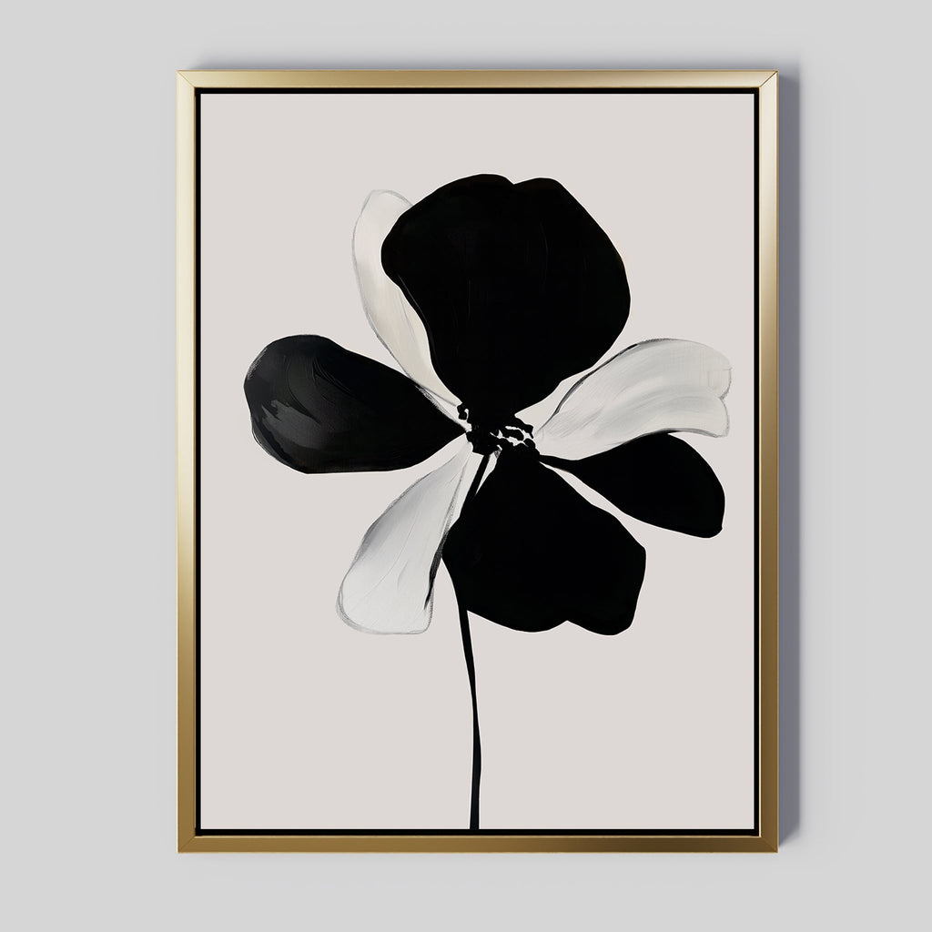 Ink Bloom Whisper – black botanical canvas wall art print by Aspire Prints