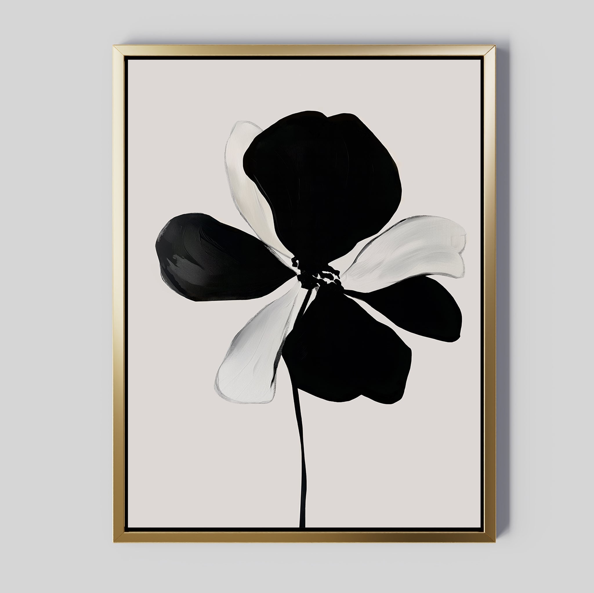 Ink Bloom Whisper – black botanical canvas wall art print by Aspire Prints