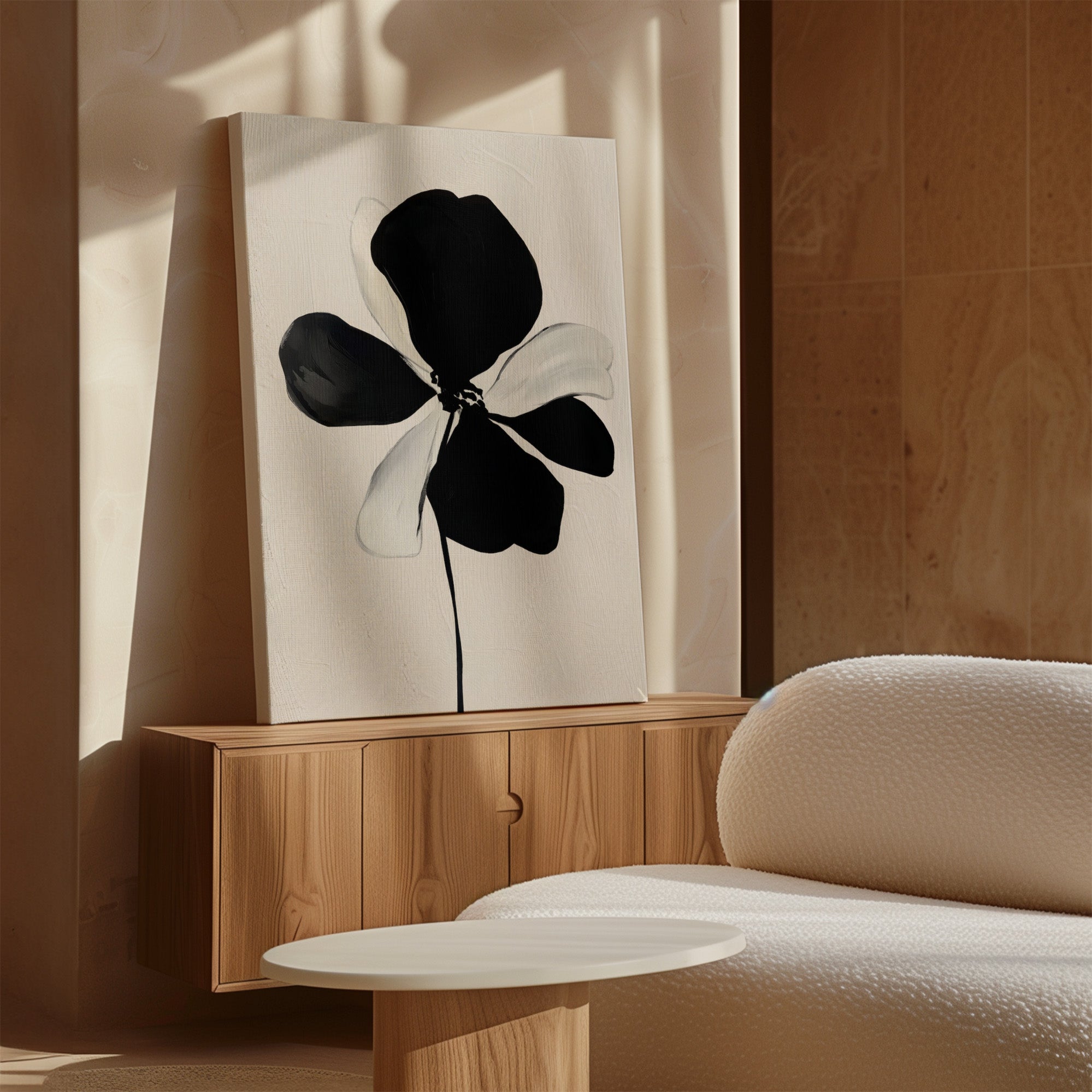 Ink Bloom Whisper – black botanical canvas wall art print by Aspire Prints