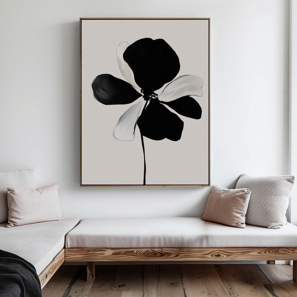 Ink Bloom Whisper – black botanical canvas wall art print by Aspire Prints