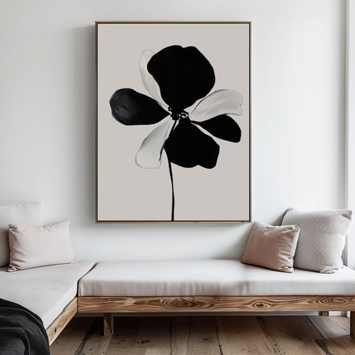 Ink Bloom Whisper – black botanical canvas wall art print by Aspire Prints
